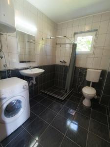 uma casa de banho com uma máquina de lavar roupa e um lavatório em Villa Meadow em Kobiljača