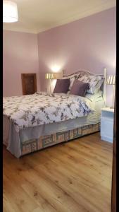 利默里克的住宿－Stay With Jack，一间卧室配有一张大床和两盏灯。