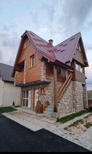 een huis met een metalen dak erop bij Nikolina apartments in Žabljak
