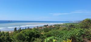 a view of a beach with trees and the ocean at Ayampe Kachalotes, Beach house, The best view in Ayampe