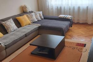 a living room with a couch and a coffee table at Apartment Dan Timisoara - two bedrooms in Timişoara