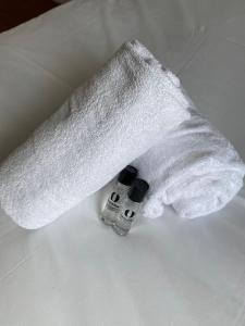 a white towel on the edge of a sink at Le Nouveau Moulin by concierge city in Lille