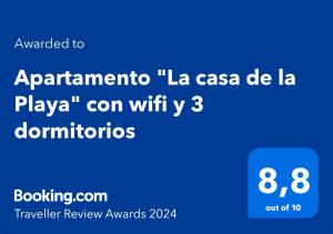 アリナガにあるApartamento "La casa de la Playa" con wifi y 3 dormitoriosの携帯電話のスクリーンショット(テキストアーマ・ラ・カサ・デ・ラ・ピザ付)