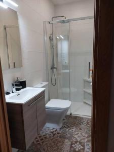 a bathroom with a shower and a toilet and a sink at Piso familiar zona estación tren- bus-4 caminos in A Coruña