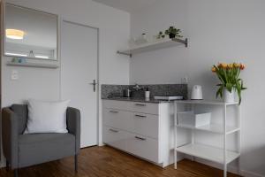 Kuchyň nebo kuchyňský kout v ubytování Zürich City Reizendes tiny Studio Albisriederplatz