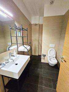 ティラナにあるMagnet Residence Condo 2 self check inの洗面台とトイレ付きのバスルーム