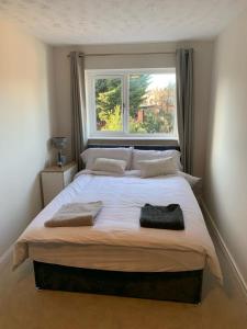 1 dormitorio con 1 cama grande y ventana en Adam Guest House en Leicester