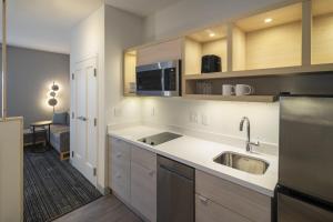 喬治城的住宿－TownePlace Suites by Marriott Georgetown，厨房配有水槽和微波炉