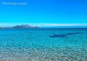 a large body of water with a mountain in the background at Sole Matto Rooms in Olbia