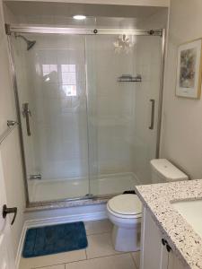 布蘭普頓的住宿－Gorgeous Home，带淋浴、卫生间和盥洗盆的浴室
