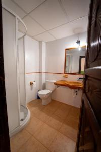 a bathroom with a toilet and a sink at La bodega D'leti CR-CC-135 in Jarandilla de la Vera