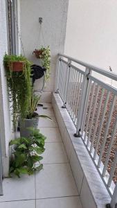a balcony with potted plants on the side of a building at Apartamento na Ponta Negra, 2 quartos, sendo uma suite in Manaus