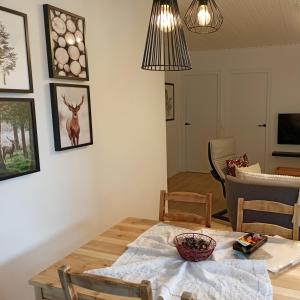 une salle à manger avec une table et une chambre avec un salon dans l'établissement Cim's Apartments Cerdanya 2, à Bellver de Cerdanya