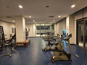 a gym with several treadmills and exercise bikes at Taksim Square Residence, Two bedrooms, pool sauna gym in Istanbul