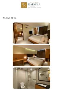 2 immagini di una camera da letto e di una camera d'albergo di Beatriz Rafaela Resort 