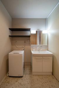 姬路的住宿－Besso姫路，一间带水槽和洗衣机的小浴室