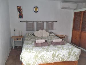 a bedroom with a bed with two pillows on it at Casa David in Frigiliana