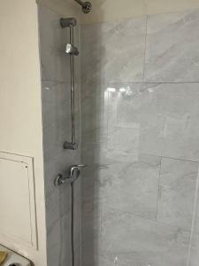 a shower with a glass door in a bathroom at Studio aménagé + parking in Chambray-lès-Tours