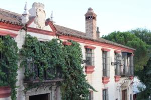 un edificio con hiedra creciendo a su lado en El Palacio de San Benito, en Cazalla de la Sierra