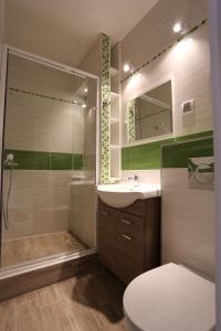 ブラチスラヴァにあるSimply Cityのシャワー、トイレ、洗面台を備えたバスルーム