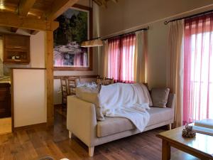 a living room with a couch and a table at Apartaments Gran Vall in La Molina