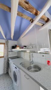 a kitchen with a sink and a washing machine at APCH V7 Torreón in Chinchón