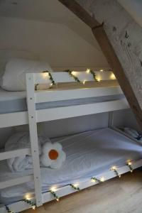 a bunk bed with a teddy bear on the bottom bunk at Studio rénové dans le centre in Cauterets