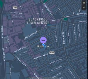un mapa del centro de la ciudad de Blackpool en Bromptons en Blackpool