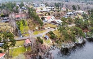 an aerial view of a town next to a body of water at Pet Friendly Home In Alingss With Wifi in Alingsås