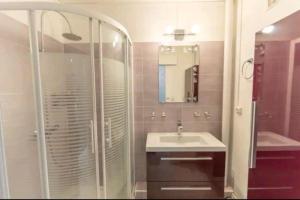 une salle de bain avec un lavabo et une douche dans l'établissement * Cosy & Spacieux * (75 M2) RER D à 5 min à pied, à Corbeil-Essonnes