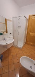 ein Bad mit einem Waschbecken und einer Dusche in der Unterkunft Apartment Lake Maggiore - Gabella in Maccagno Inferiore