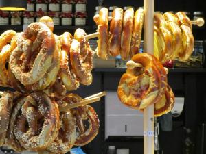 a bunch of pretzels on sticks in a store at Travel Homes - Tanneur 6, heart of Petite Venise in Colmar