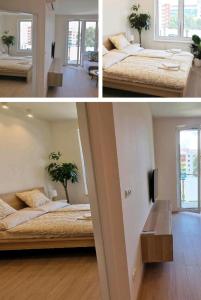 Katil atau katil-katil dalam bilik di Two Apartments in One Building by Bratislavatrip