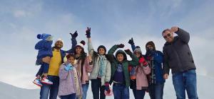 a group of people standing on top of a mountain at Hotel Villa in Kutaisi