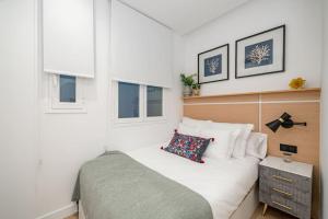 a bedroom with a bed and two windows at Premium Apartment LaLatina I Renovated 1BR 1BH in Madrid