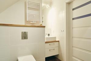 a bathroom with a toilet and a sink at Apartament Panieńska Old Town in Gdańsk