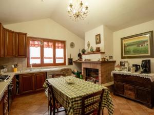 Il comprend une cuisine avec une table et une cheminée. dans l'établissement Casa degli Ulivi, à Civitella del Tronto