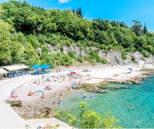 a group of people in the water at a beach at Apartman Leon in Rijeka