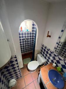 a small bathroom with a toilet and a sink at ALCAZABA CON VISTAS INCREIBLES in Sierra Nevada