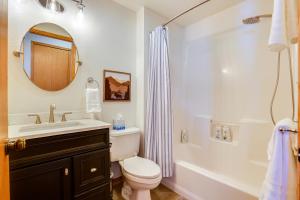 łazienka z umywalką, toaletą i prysznicem w obiekcie Fantastic Fraser Condo Year-Round Family Getaway w mieście Fraser +22 zdjęcia