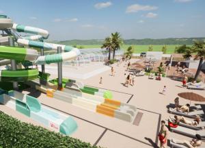 a rendering of a water park with a water slide at Camping Hourtin in Hourtin