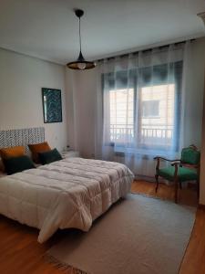 a bedroom with a large bed and a window at Apartamento Candelaria in Zamora