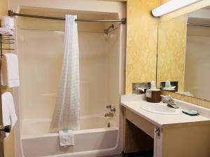 ein Bad mit einer Badewanne, einem Waschbecken und einer Dusche in der Unterkunft Mountain Inn in Iron Mountain
