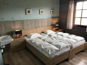 Gulta vai gultas numurā naktsmītnē Villa in the Ardennes with fitness room and sauna