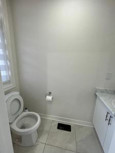 a white bathroom with a toilet and a sink at Your home away from home in Hamilton