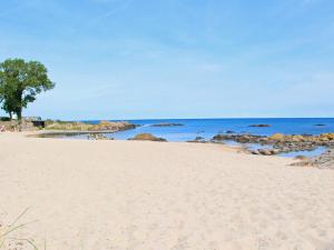 a sandy beach with a tree and the ocean at 2 person holiday home in Allinge in Allinge