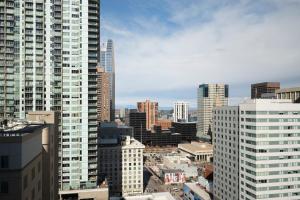 a view of a city skyline with tall buildings at AC Hotel by Marriott Denver Downtown in Denver