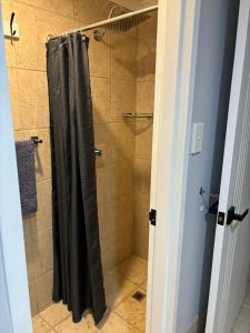 a shower with a shower curtain in a bathroom at Kalbarri Sunset Villa in Kalbarri +37 photos