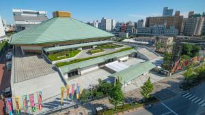 an overhead view of a building with a green roof at Toyoko Inn Kanda Akihabara in Tokyo