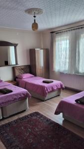 A bed or beds in a room at Emre's Stone House